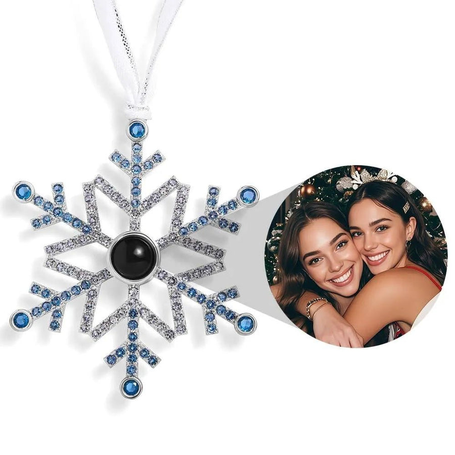 Personalized Blue Snowflake Photo Ornament Custom Projection Ornaments Christmas Gifts - Coolpeacock