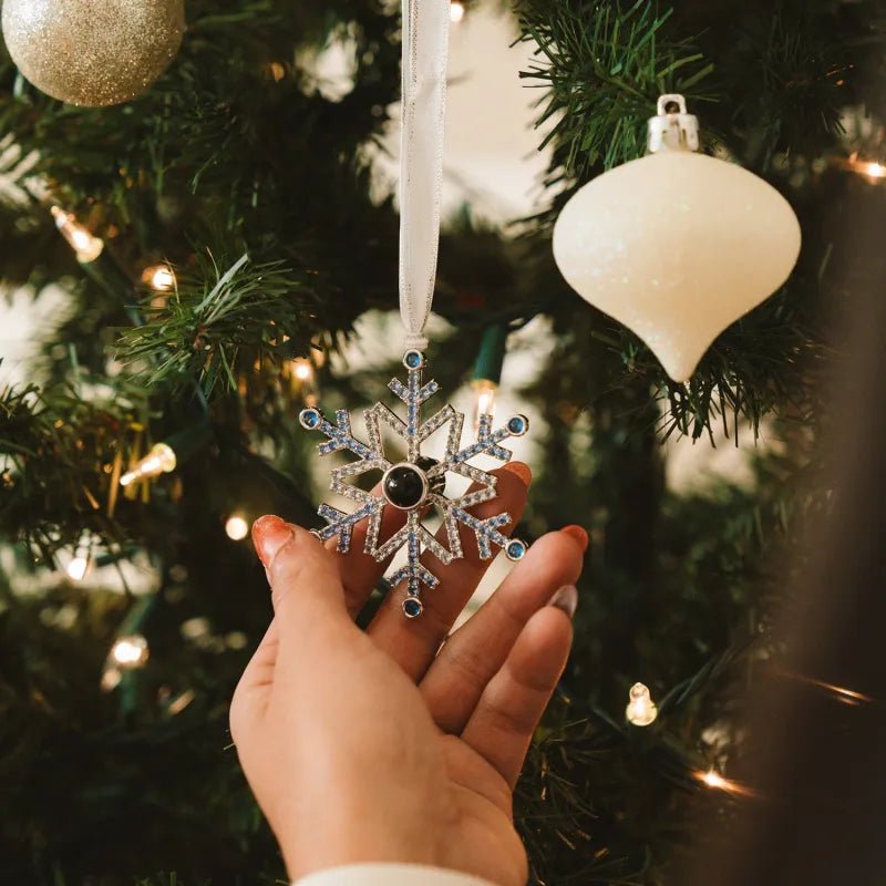 Personalized Blue Snowflake Photo Ornament Custom Projection Ornaments Christmas Gifts - Coolpeacock