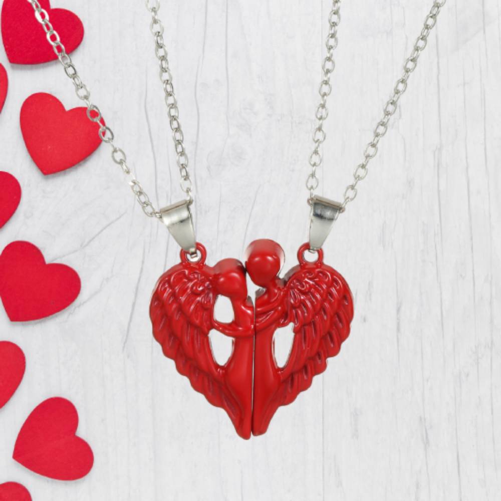Personalized Couple Necklace Magnetic Matching Angel Necklaces for Couples Valentine's Gift for Lover - Coolpeacock