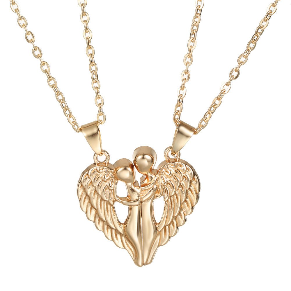 Personalized Couple Necklace Magnetic Matching Angel Necklaces for Couples Valentine's Gift for Lover - Coolpeacock