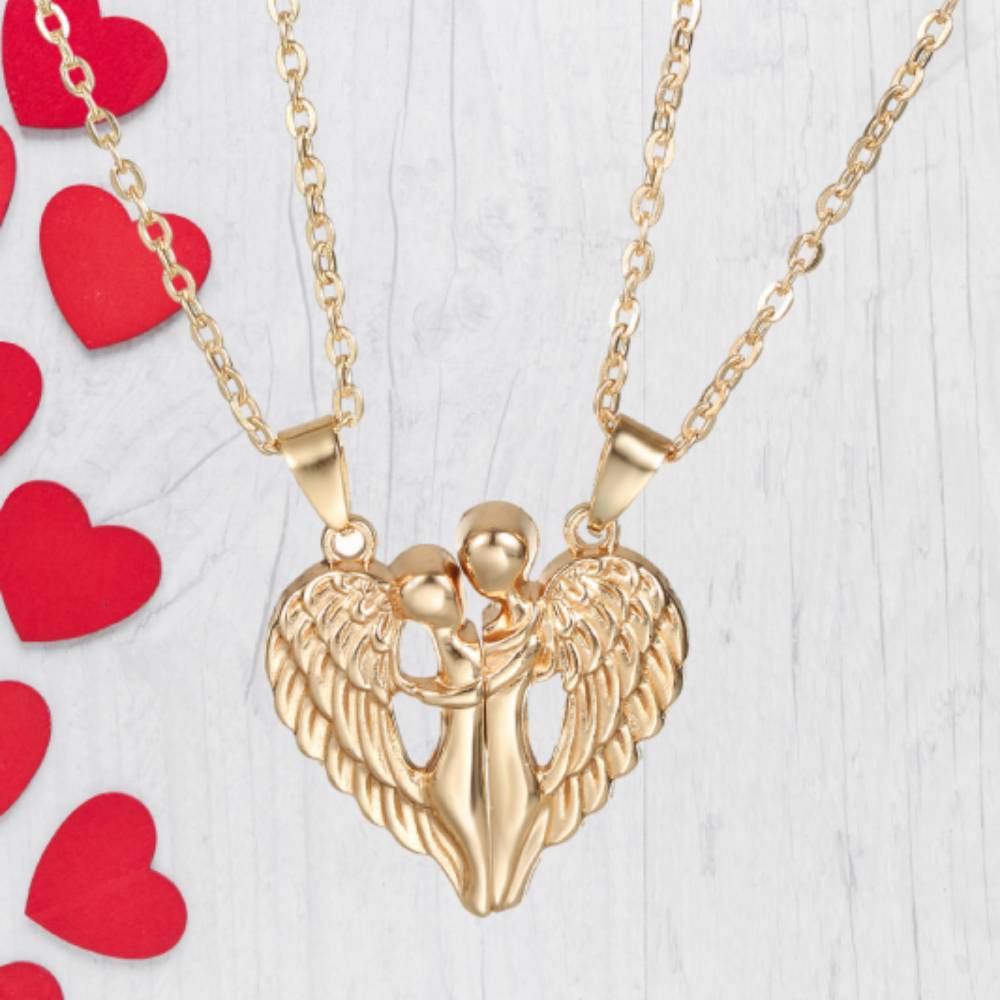 Personalized Couple Necklace Magnetic Matching Angel Necklaces for Couples Valentine's Gift for Lover - Coolpeacock