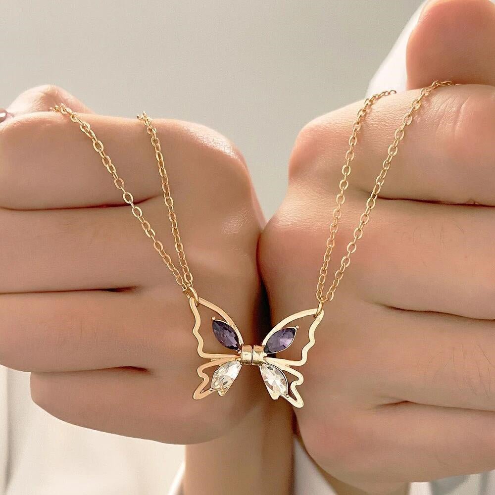 Personalized Couple Necklace Magnetic Matching Butterfly Necklaces for Couples Valentine's Gift for Lover - Coolpeacock