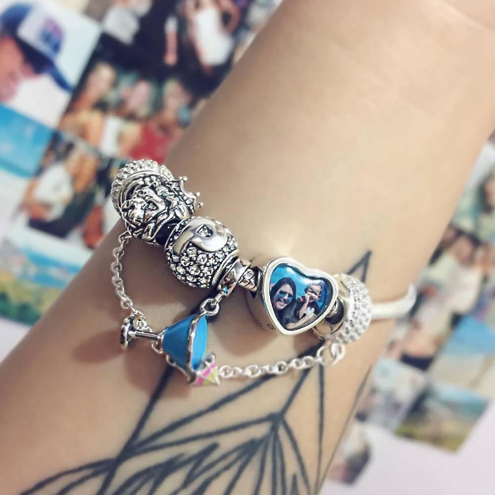 Personalized Engraved Heart Photo Charm - Coolpeacock