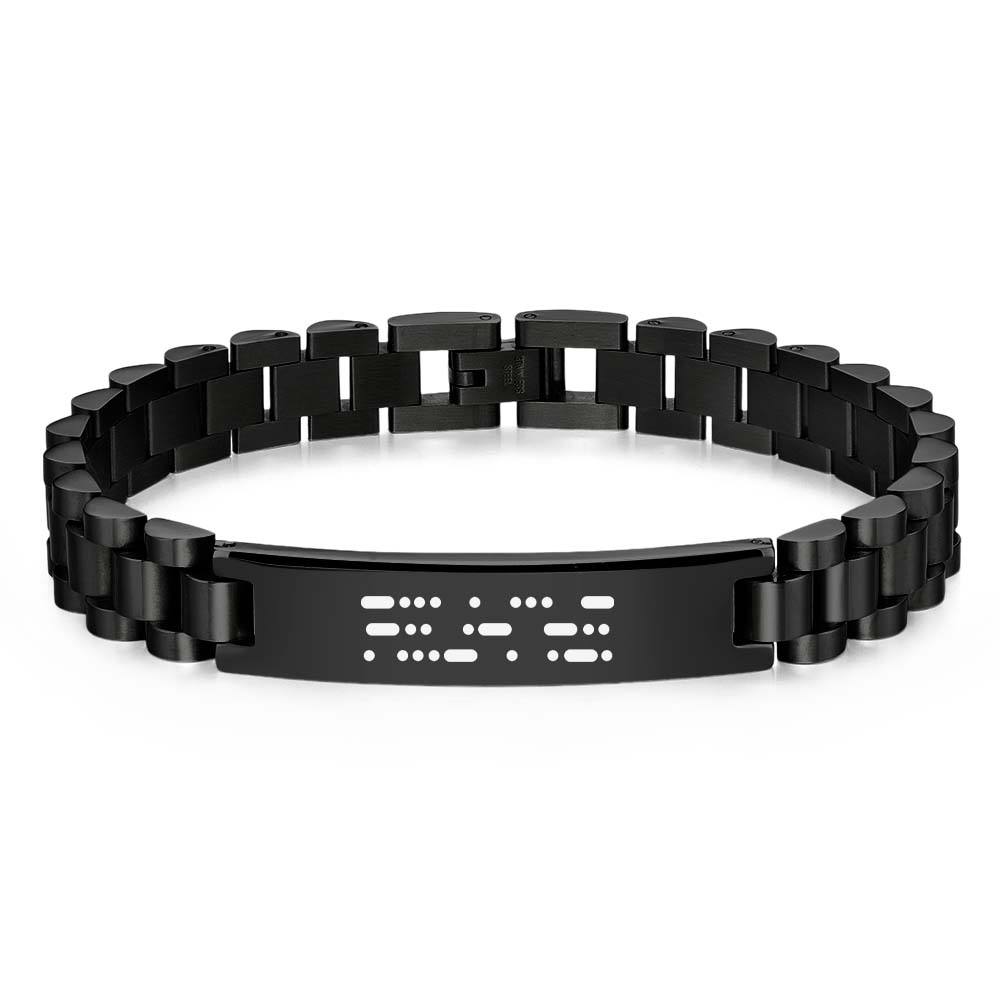 Personalized Engraved Morse Code Men Bracelet Birthday Anniversary Gift for Him - Coolpeacock