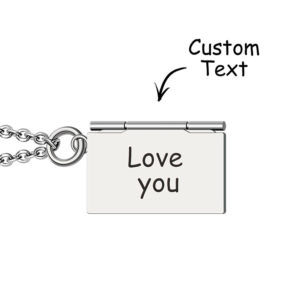 Personalized Envelope Locket Necklace Custom Engraved Photo Necklace - Coolpeacock
