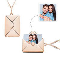 Personalized Envelope Locket Necklace Custom Engraved Photo Necklace - Coolpeacock