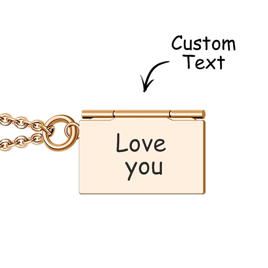 Personalized Envelope Locket Necklace Custom Engraved Photo Necklace - Coolpeacock