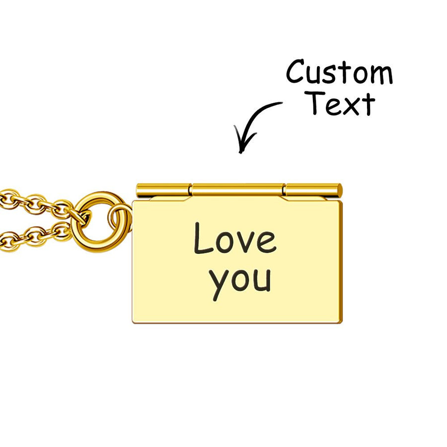 Personalized Envelope Locket Necklace Custom Engraved Photo Necklace - Coolpeacock