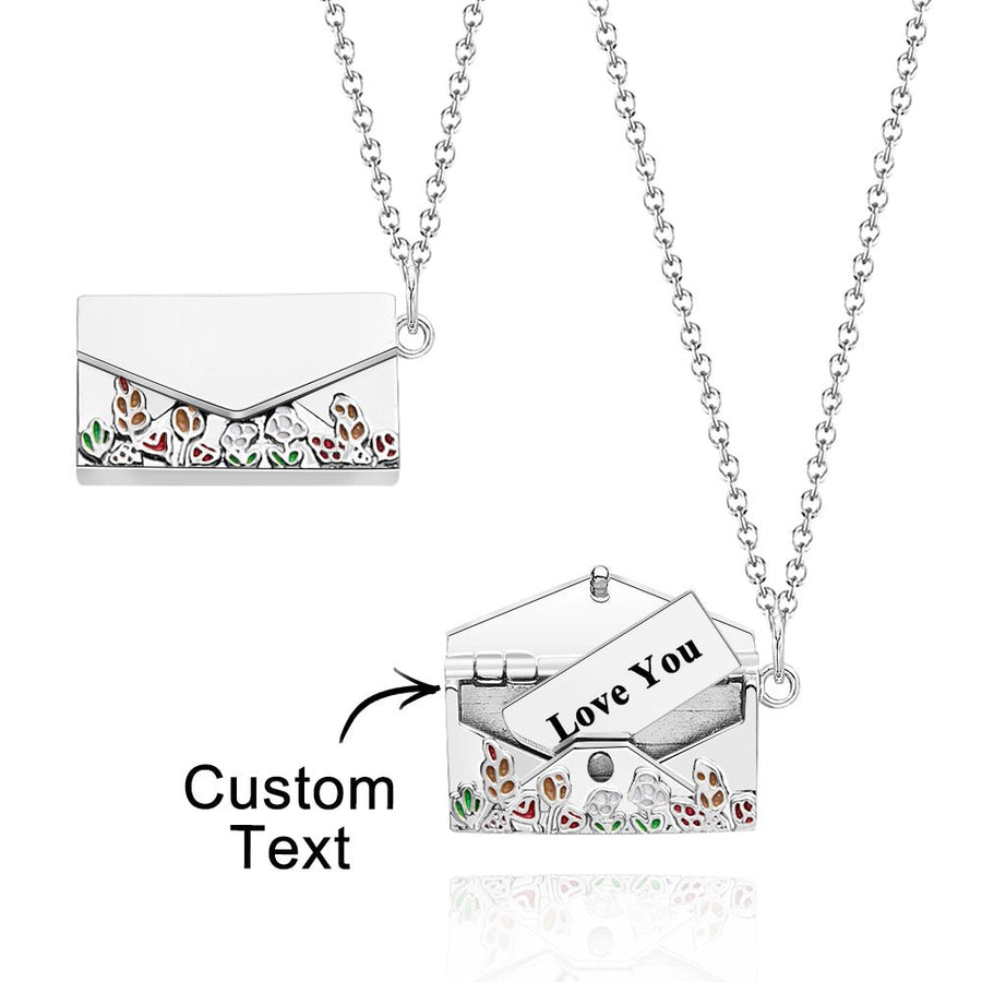 Personalized Envelope Necklace with Custom Text - Customizable Necklace for Gifts and Special Occasions - Coolpeacock