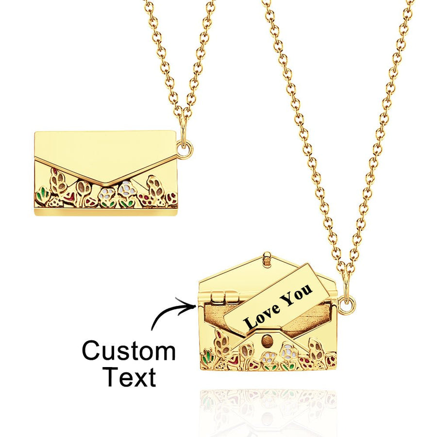 Personalized Envelope Necklace with Custom Text - Customizable Necklace for Gifts and Special Occasions - Coolpeacock