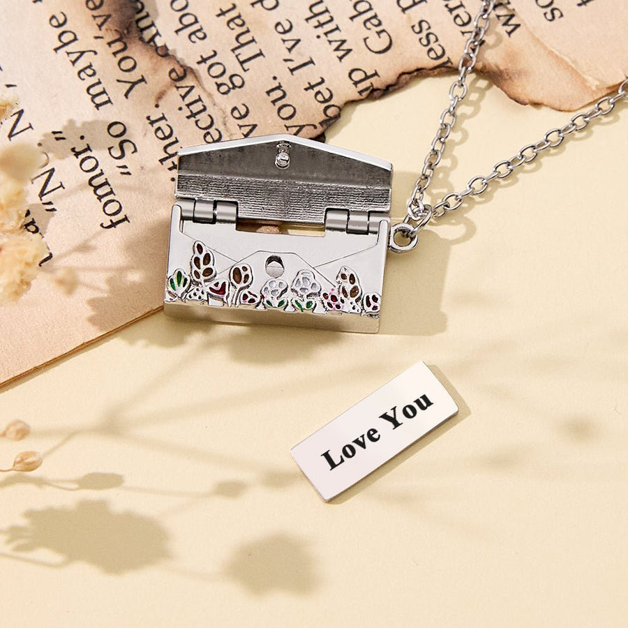Personalized Envelope Necklace with Custom Text - Customizable Necklace for Gifts and Special Occasions - Coolpeacock