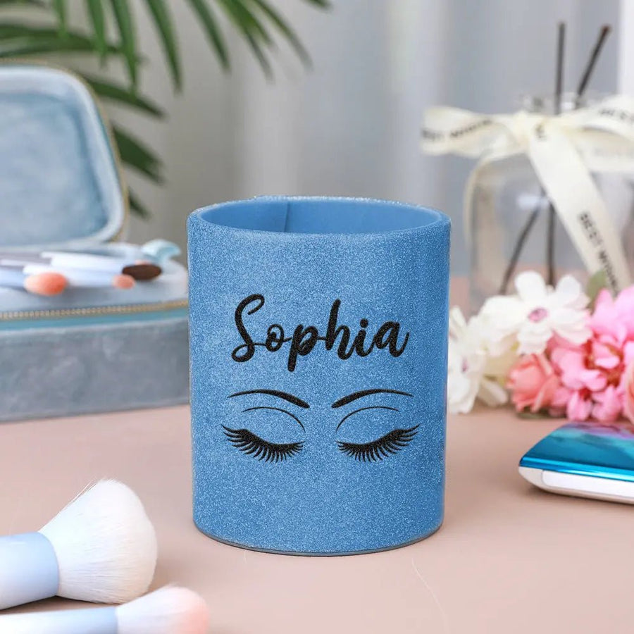 Personalized Glitter Color Make Up Brush Holder with Name Birthday Anniversary Gift for Women - Coolpeacock