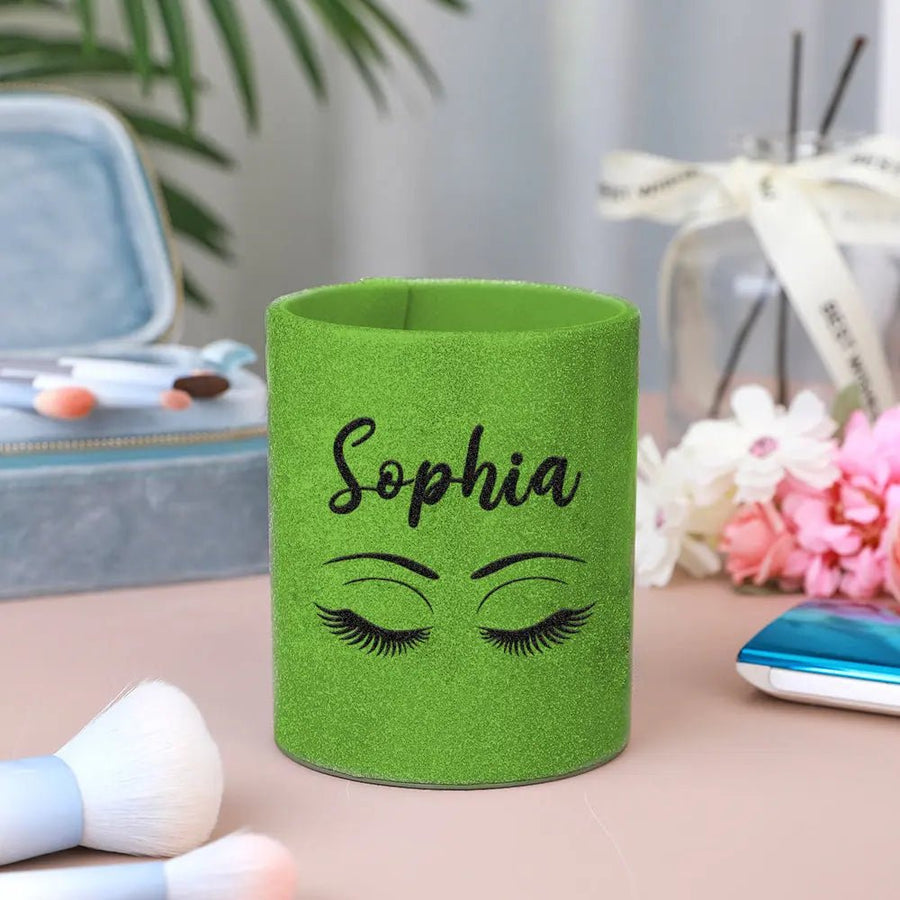Personalized Glitter Color Make Up Brush Holder with Name Birthday Anniversary Gift for Women - Coolpeacock