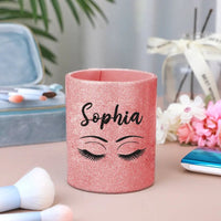 Personalized Glitter Color Make Up Brush Holder with Name Birthday Anniversary Gift for Women - Coolpeacock