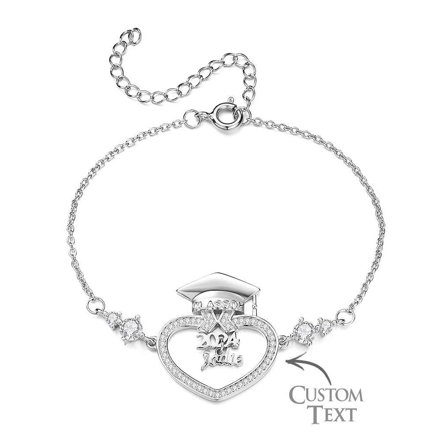 Personalized Graduation Cap Bracelet with Name for Class of 2024 Graduation Gift for Her - Coolpeacock