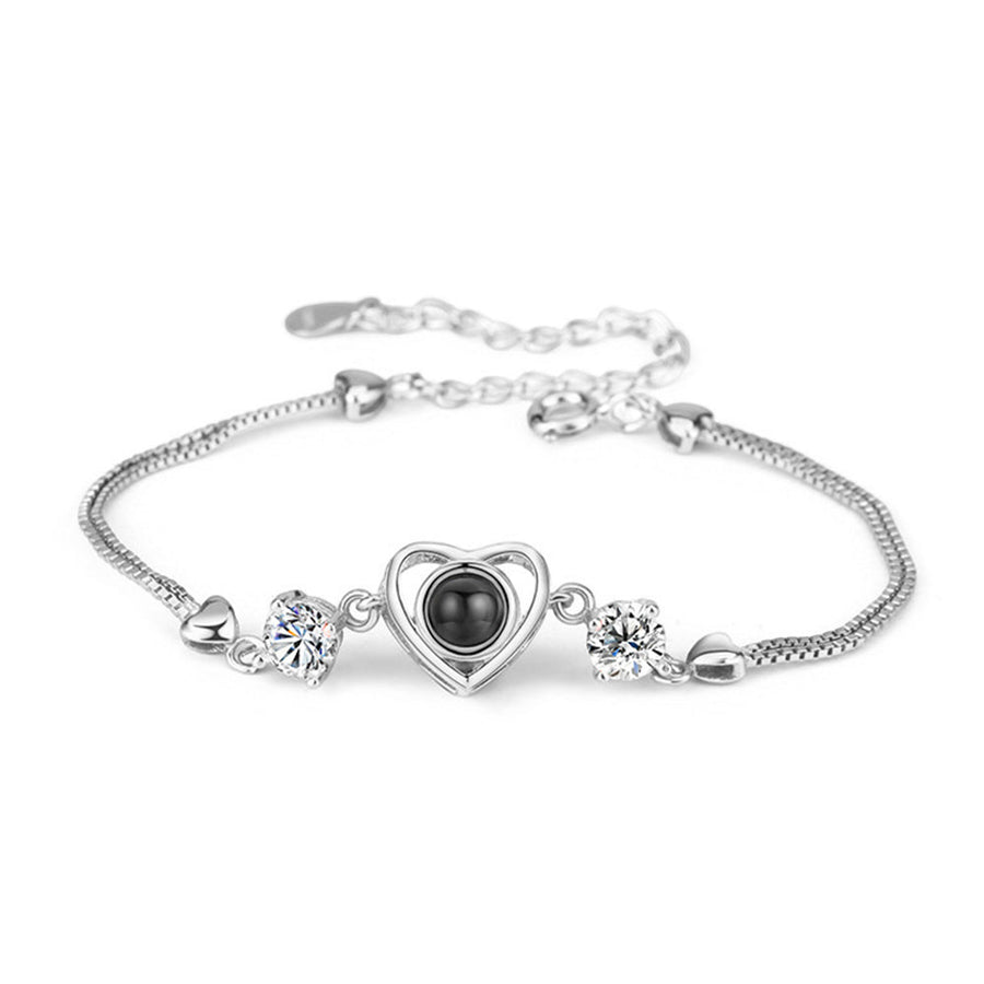 Personalized Heart Picture Projection Bracelet 925 Sterling Silver - Coolpeacock