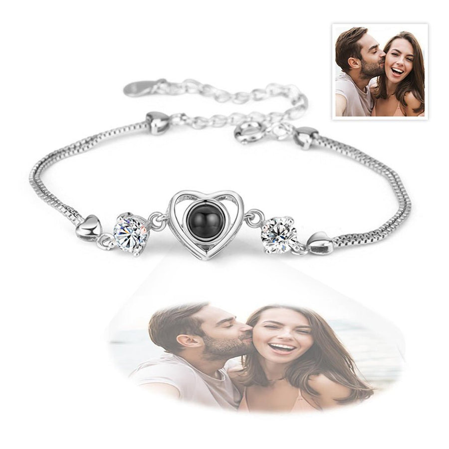 Personalized Heart Picture Projection Bracelet 925 Sterling Silver - Coolpeacock