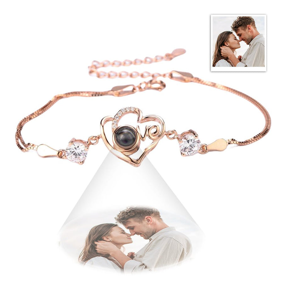Personalized Heart - shaped Love Projection Bracelet 925 Sterling Silver - Coolpeacock