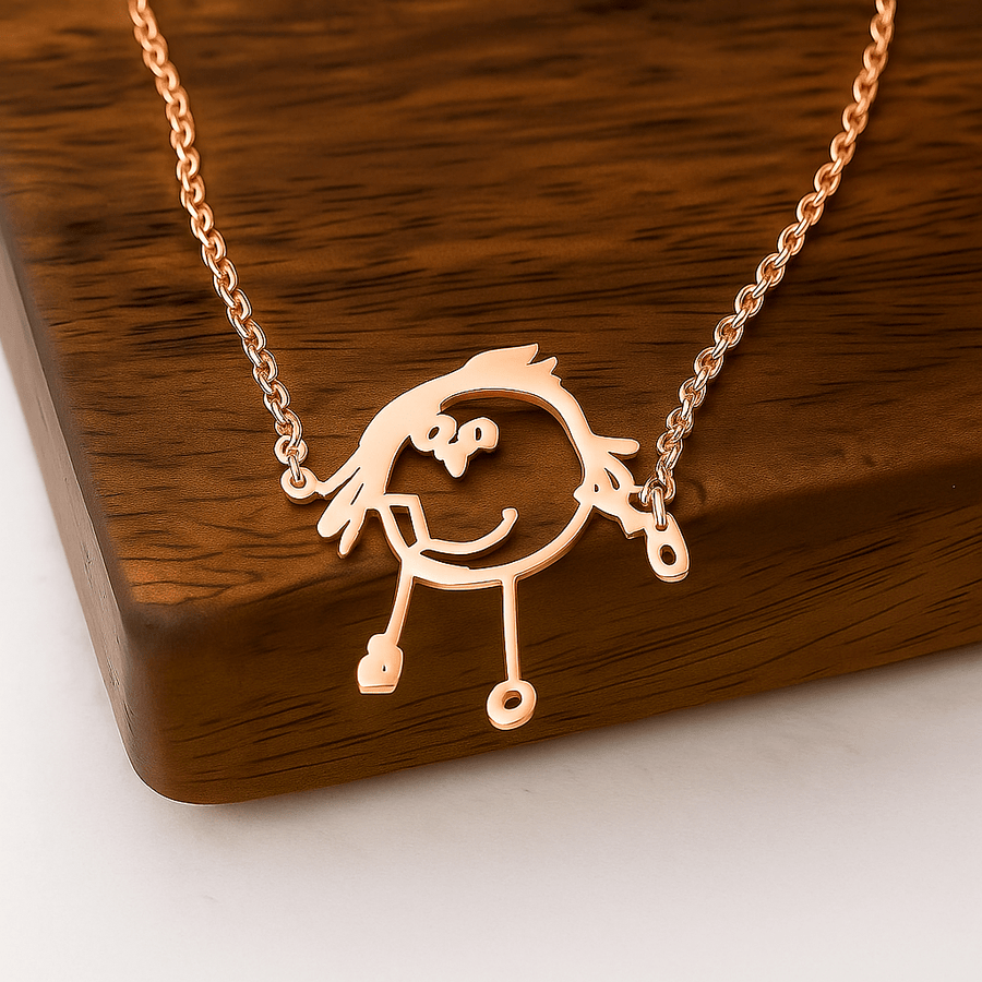 Personalized Line Art Necklace – Custom Pendant Made from Your Drawing - Coolpeacock
