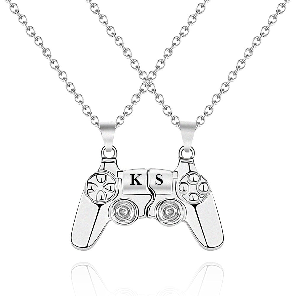 Personalized Magnetic Pendant Necklace with Engraved Initials Gift for Couple - Coolpeacock