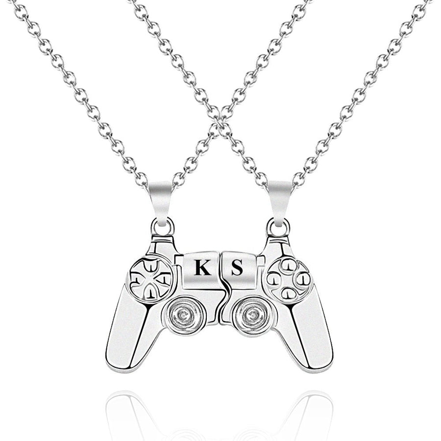 Personalized Magnetic Pendant Necklace with Engraved Initials Gift for Couple - Coolpeacock