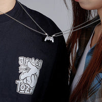 Personalized Magnetic Pendant Necklace with Engraved Initials Gift for Couple - Coolpeacock