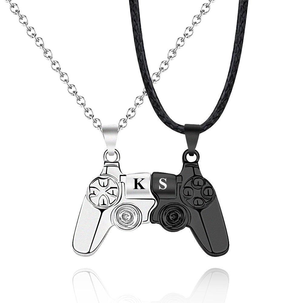 Personalized Magnetic Pendant Necklace with Engraved Initials Gift for Couple - Coolpeacock