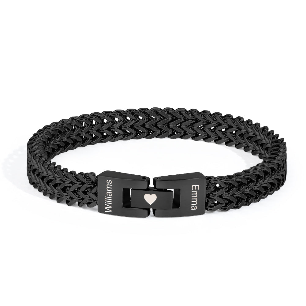 Personalized Men's Stainless Steel Interlocking Bracelet with Engraved Names Bracelet Gift for Him - Coolpeacock