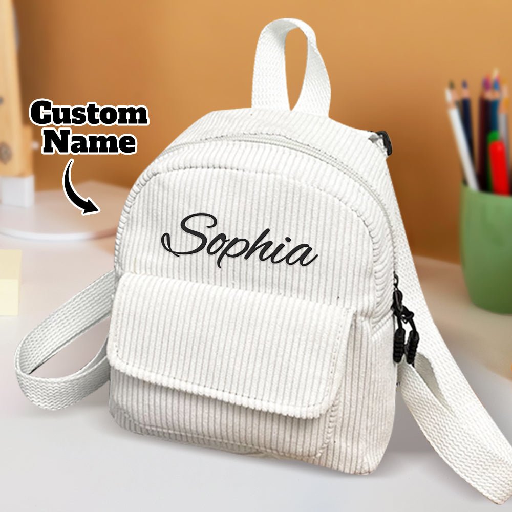 Personalized Mini Backpack with Name Corduroy School Bag Back to School Gift for Kids - Coolpeacock