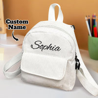 Personalized Mini Backpack with Name Corduroy School Bag Back to School Gift for Kids - Coolpeacock