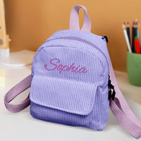 Personalized Mini Backpack with Name Corduroy School Bag Back to School Gift for Kids - Coolpeacock