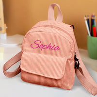 Personalized Mini Backpack with Name Corduroy School Bag Back to School Gift for Kids - Coolpeacock