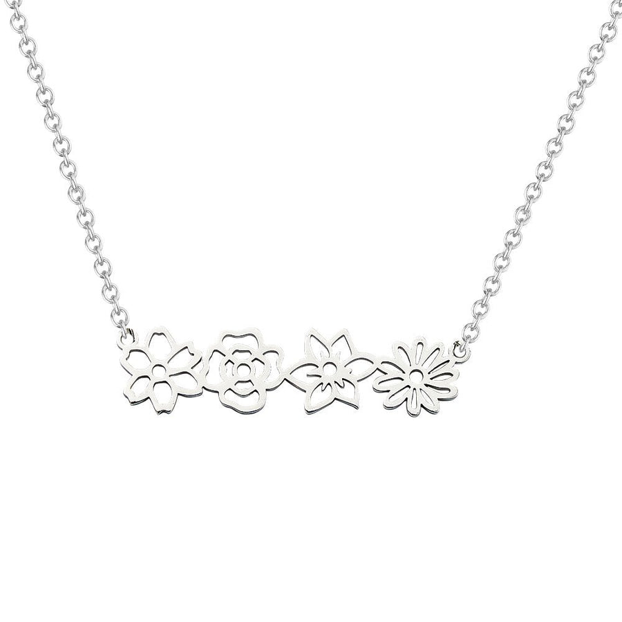 Personalized Multiple Birth Flower Necklace Family Floral Necklace Gift For Mom - Coolpeacock