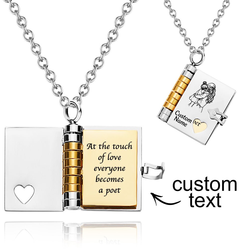 Personalized My Little Star Book Necklace – A Letter to My Daughter in a Locket, Adjustable Pendant with Message Inside, Meaningful Jewelry - Coolpeacock