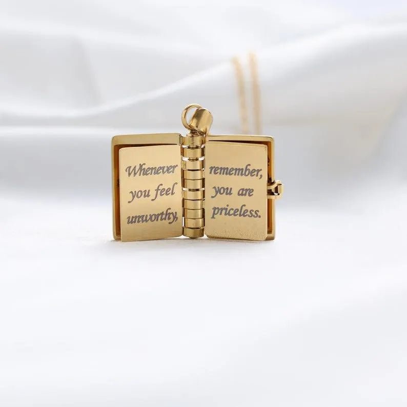 Personalized My Little Star Book Necklace – A Letter to My Daughter in a Locket, Adjustable Pendant with Message Inside, Meaningful Jewelry - Coolpeacock