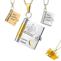 Personalized My Little Star Book Necklace – A Letter to My Daughter in a Locket, Adjustable Pendant with Message Inside, Meaningful Jewelry - Coolpeacock