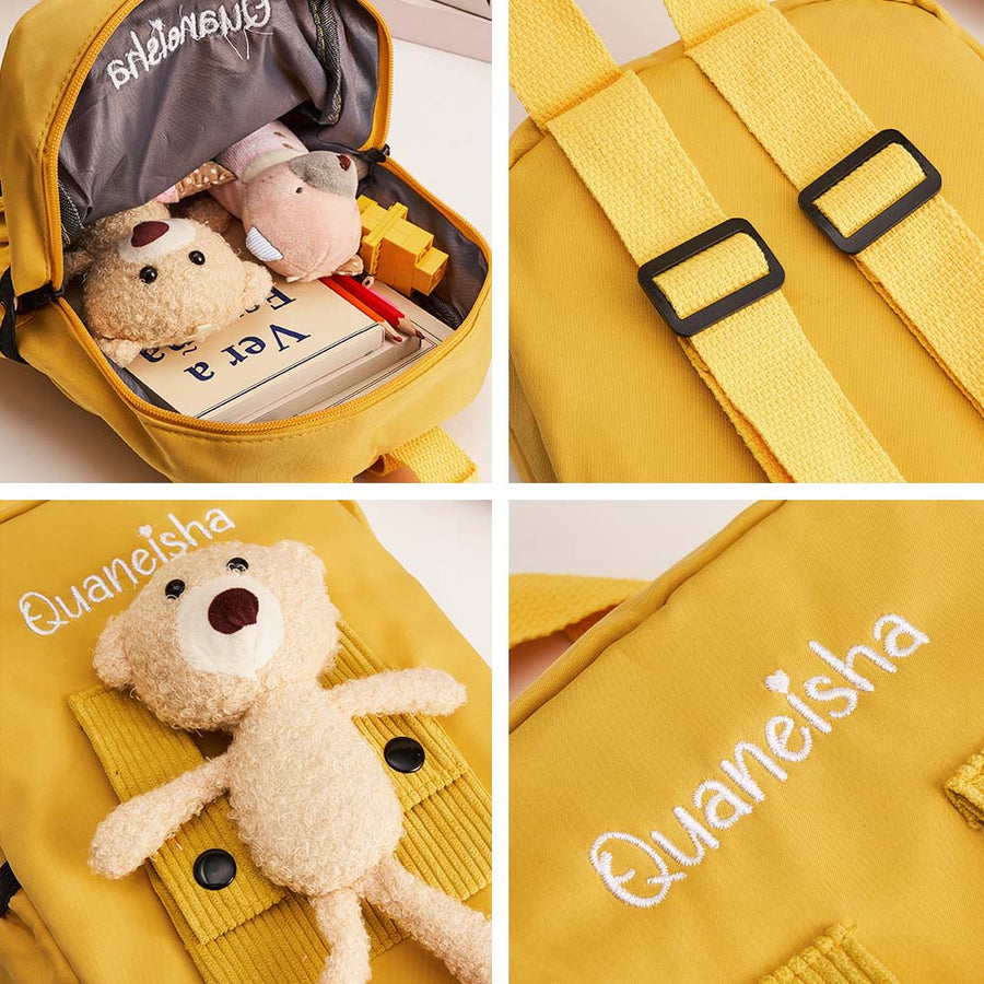 Personalized Name Embroidery Backpack Custom Bear Backpack School Bags Gift for Kids - Coolpeacock