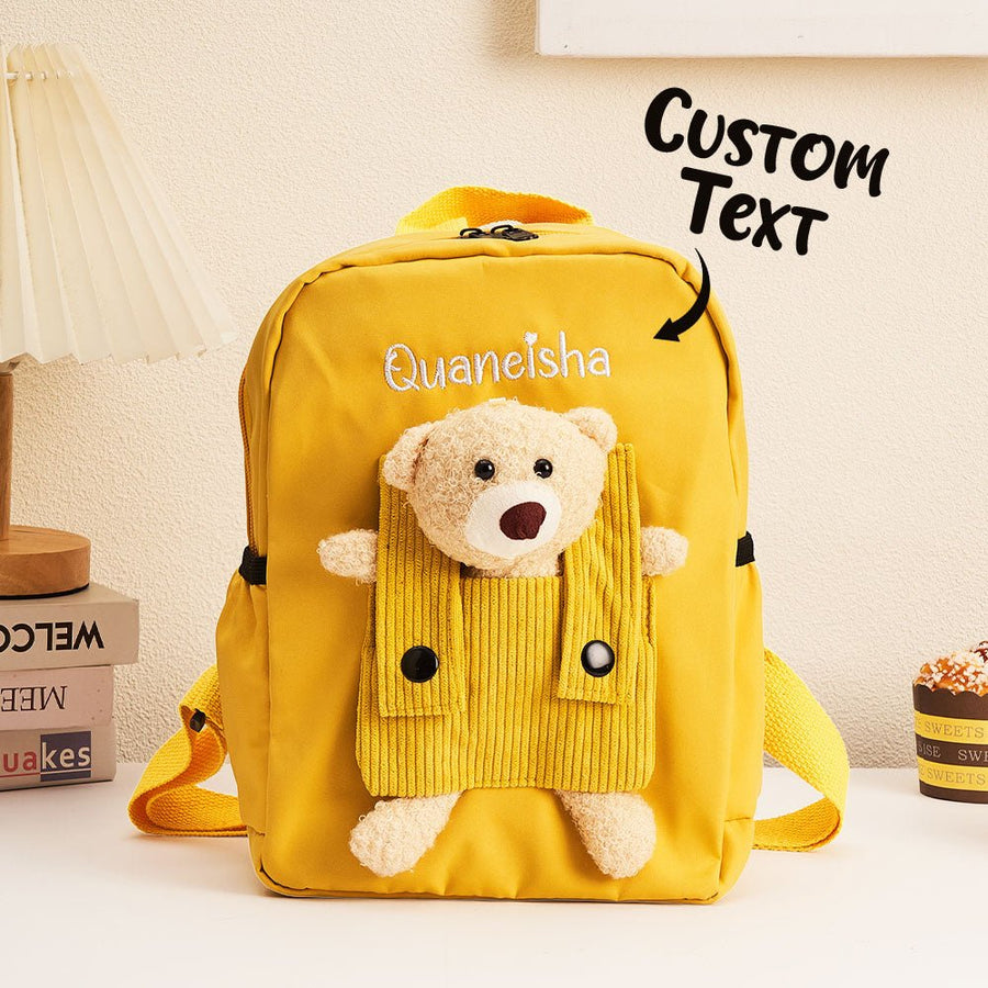 Personalized Name Embroidery Backpack Custom Bear Backpack School Bags Gift for Kids - Coolpeacock