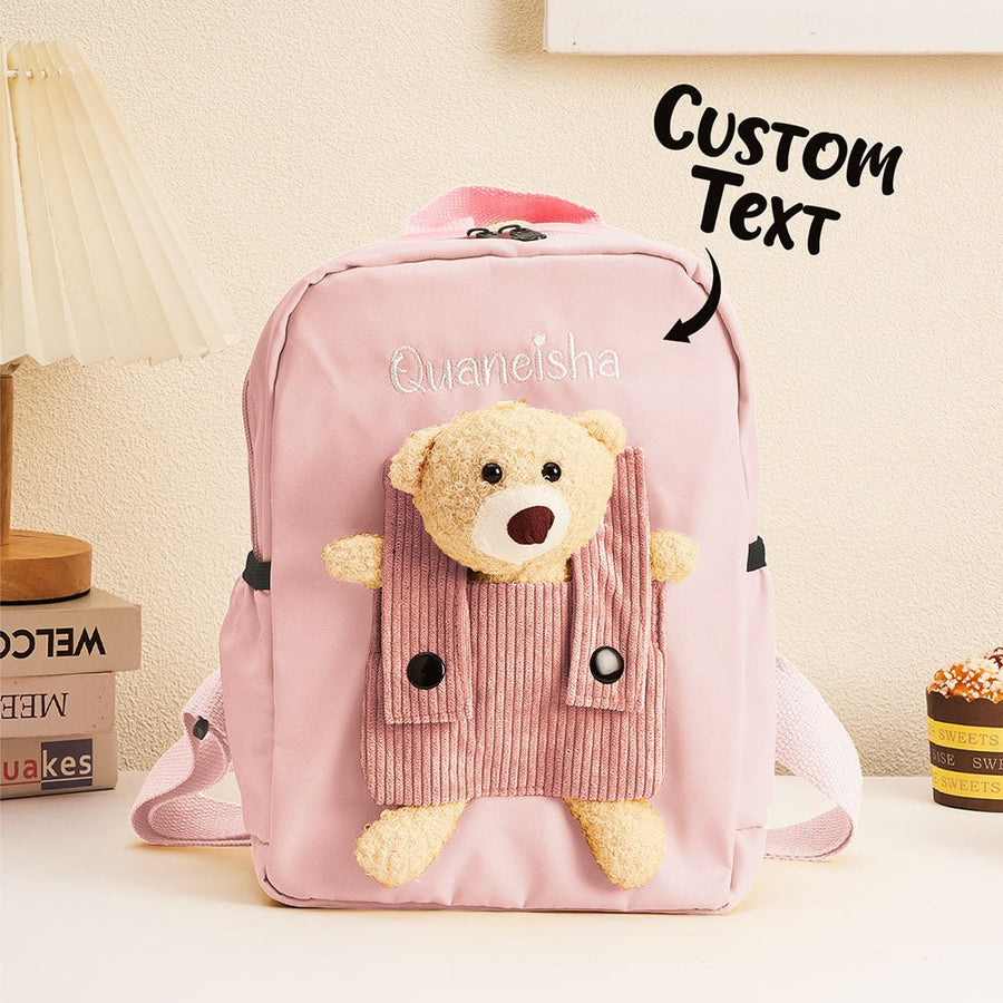 Personalized Name Embroidery Backpack Custom Bear Backpack School Bags Gift for Kids - Coolpeacock