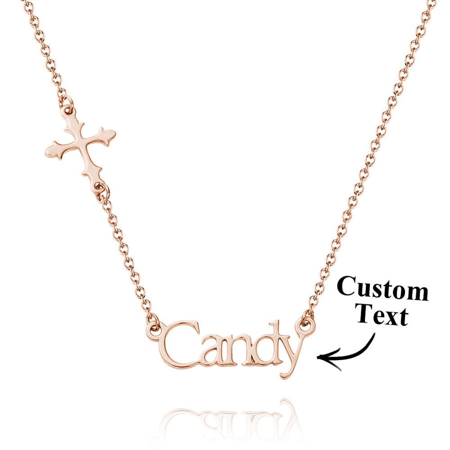 Personalized Name Necklace Cross Religious Jewelry Baptism Birthday Gift for Her - Coolpeacock