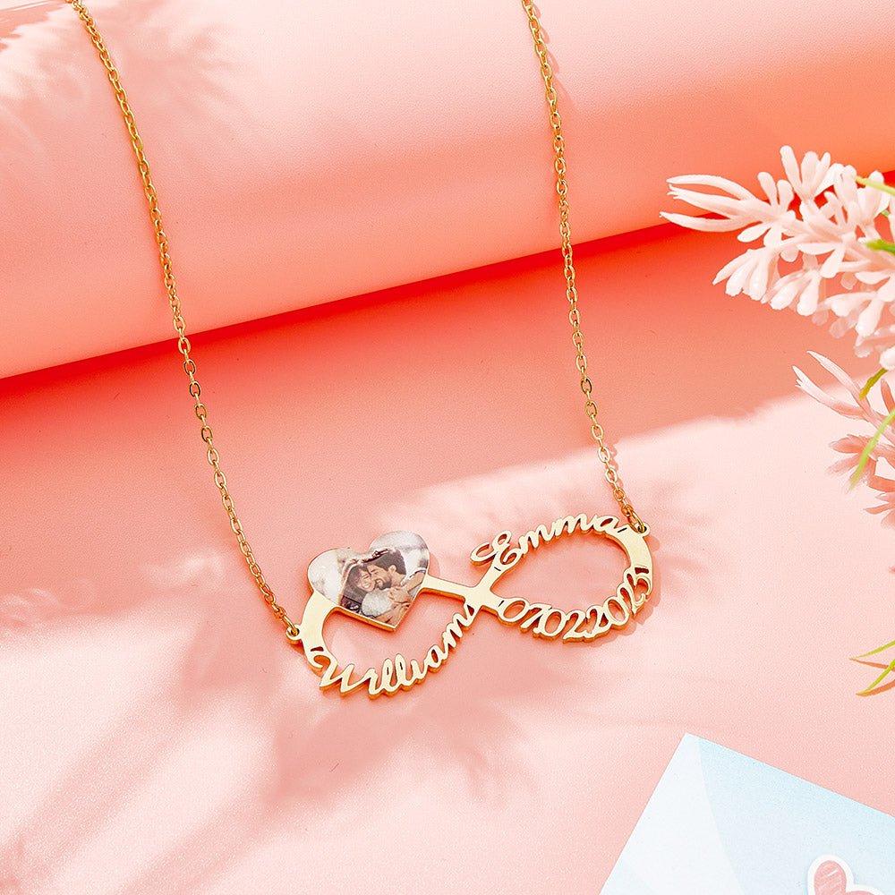 Personalized Name Necklace Custom Infinity Necklace Anniversary Wedding Gift for Her - Coolpeacock