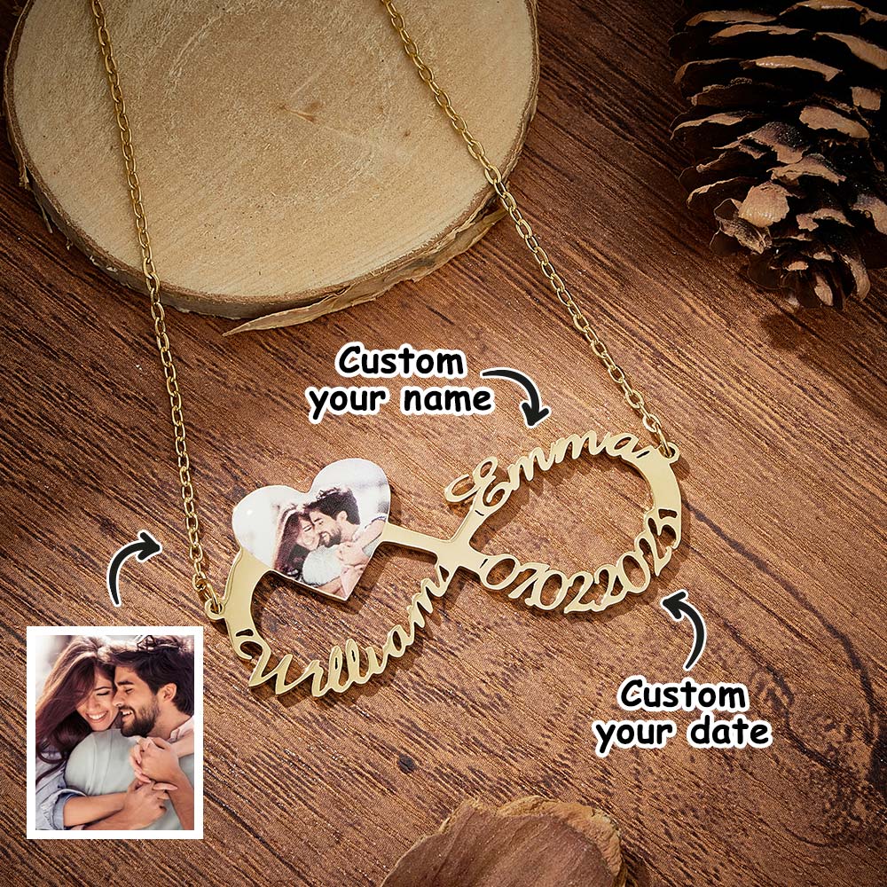 Personalized Name Necklace Custom Infinity Necklace Anniversary Wedding Gift for Her - Coolpeacock