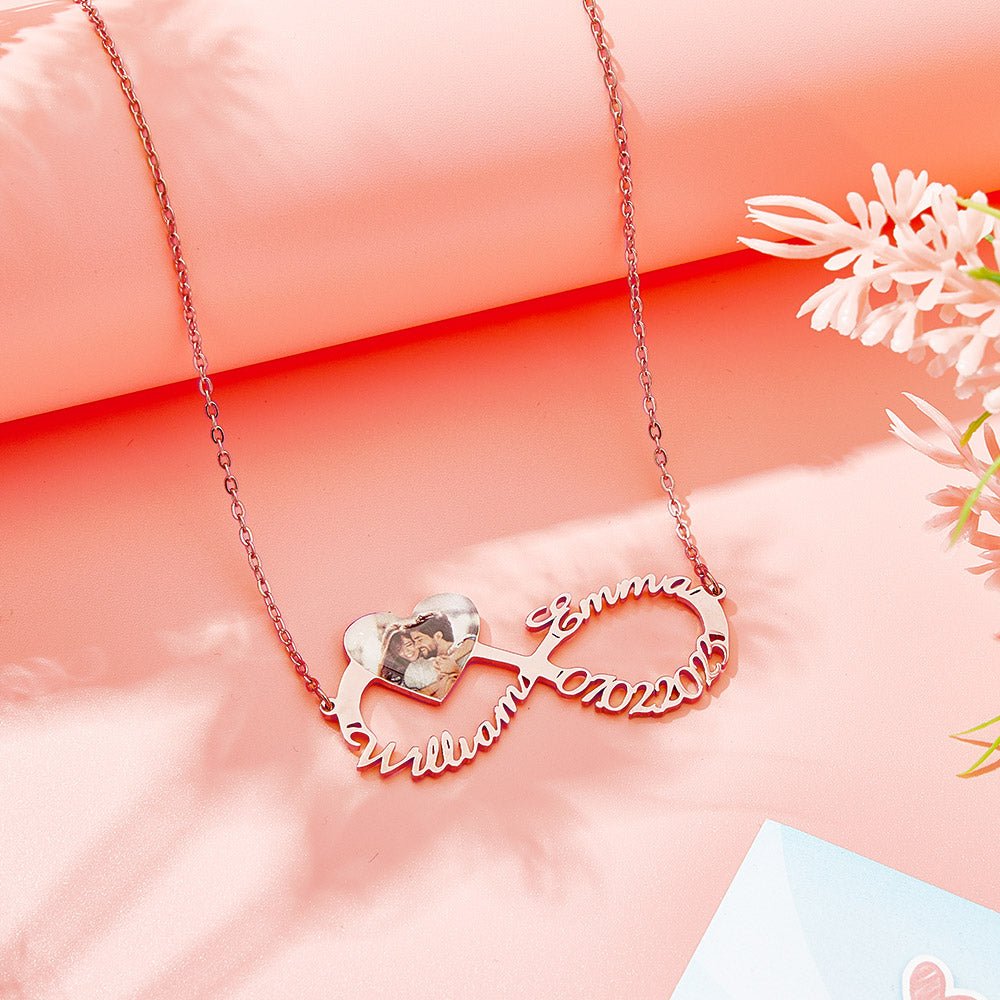 Personalized Name Necklace Custom Infinity Necklace Anniversary Wedding Gift for Her - Coolpeacock