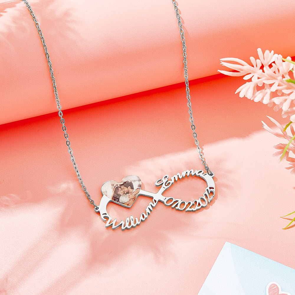 Personalized Name Necklace Custom Infinity Necklace Anniversary Wedding Gift for Her - Coolpeacock