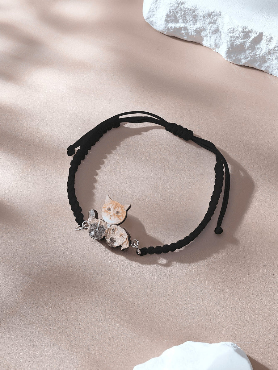 Personalized Pet Portrait Adjustable Braided Bracelet Birthday Gift for Pet Lover - Coolpeacock