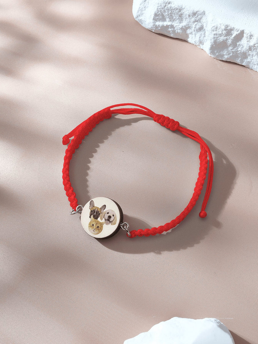 Personalized Pet Portrait Adjustable Braided Bracelet Birthday Gift for Pet Lover - Coolpeacock