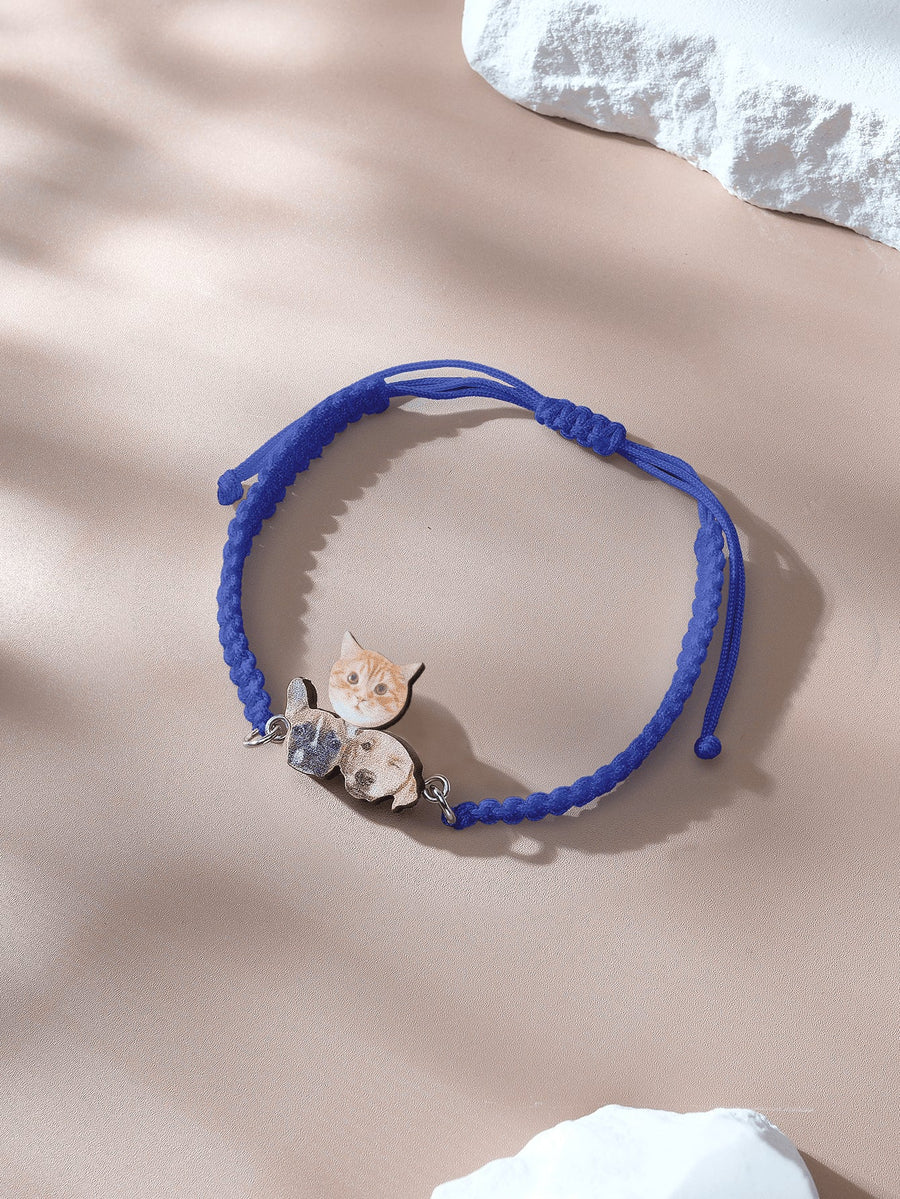 Personalized Pet Portrait Adjustable Braided Bracelet Birthday Gift for Pet Lover - Coolpeacock