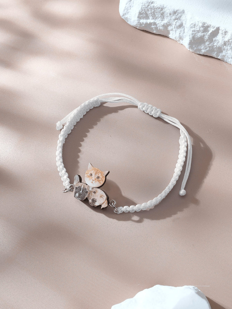 Personalized Pet Portrait Adjustable Braided Bracelet Birthday Gift for Pet Lover - Coolpeacock