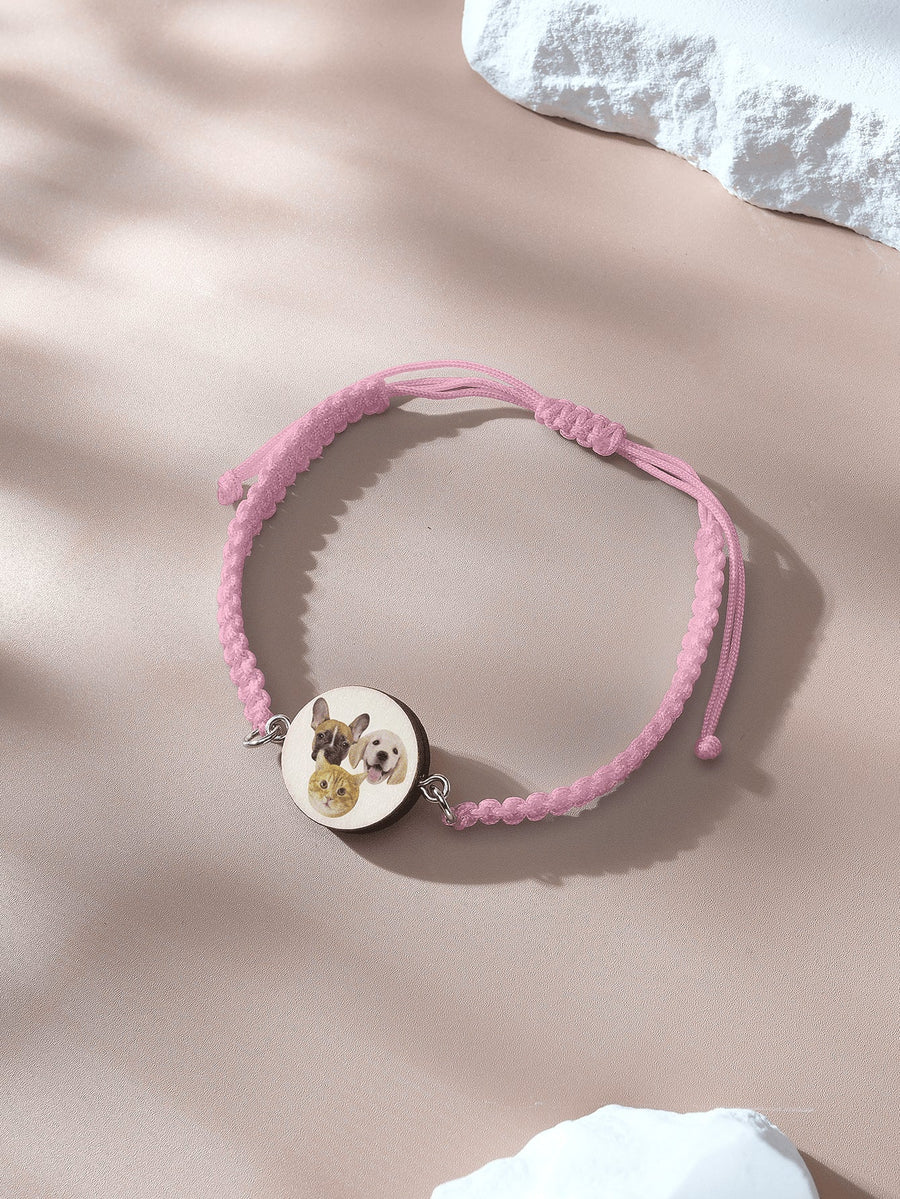 Personalized Pet Portrait Adjustable Braided Bracelet Birthday Gift for Pet Lover - Coolpeacock