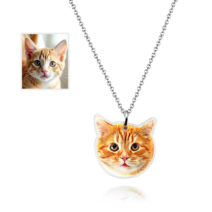 Personalized Pet Portrait Necklace Jewelry Birthday Gift for Pet Lovers - Coolpeacock